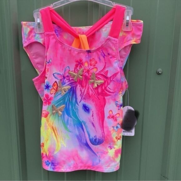 Girls Mermaid Bikini & Unicorn Tankini Swimsuit Bathing Suit 2-Pack Size XL - Picture 4 of 5